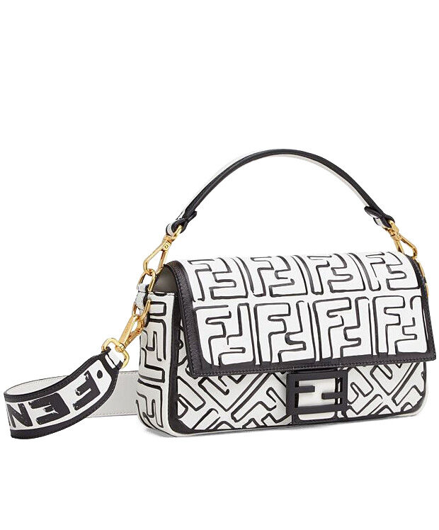 Fendi Nappa Leather FF Print Bag 8BR600 Black